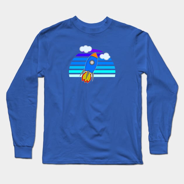 Cartoon Flying Rocket Long Sleeve T-Shirt by Braznyc